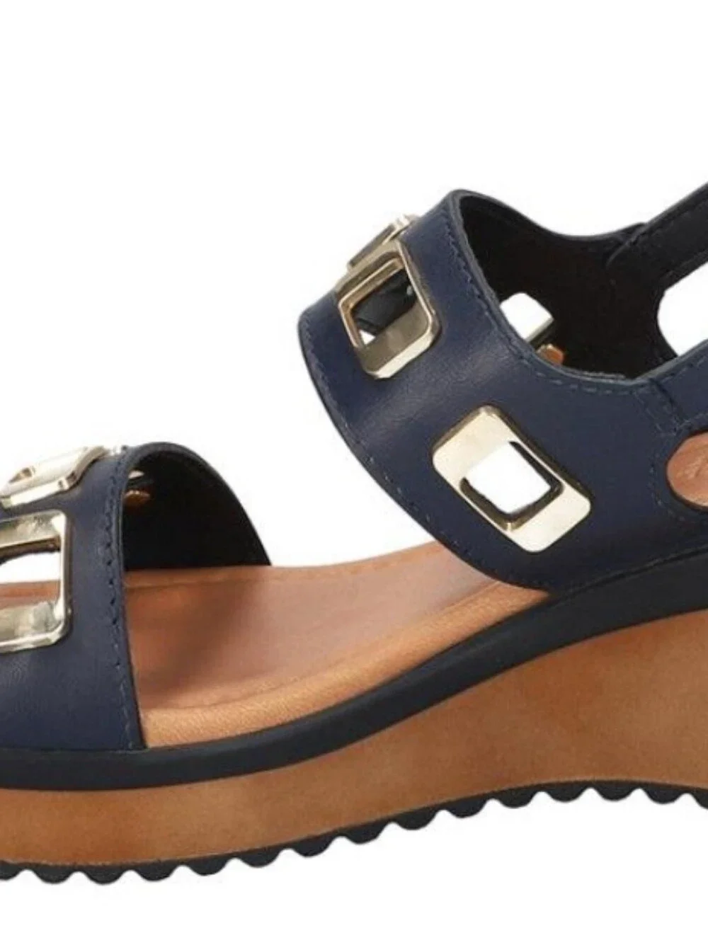 BELLA VITA -NEW IN BOX- WEDGE SANDALS NAVY BLUE 6.5 ITALIAN LEATHER